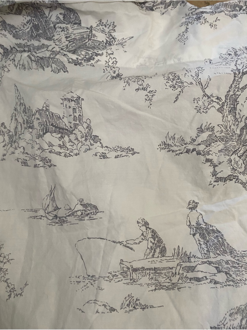 Cabbages & Roses London King Sheet Set Charcoal Grey Country Toile Cottagecore - Picture 6 of 11